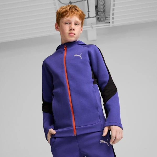 PUMA EVOSTRIPE: Unleash Your Inner Champ! Cool Full-Zip Hoodie for Big Kids, Ultimate Comfort